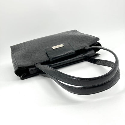 Valentino Garavani Hand Bag Tote Purse Leather Black Authentic