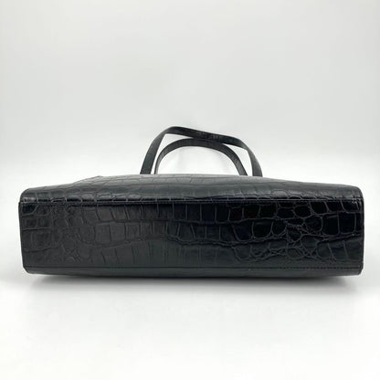 Valentino Garavani Hand Bag Tote Purse Leather Black Authentic