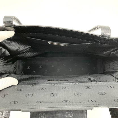 Valentino Garavani Hand Bag Tote Purse Leather Black Authentic