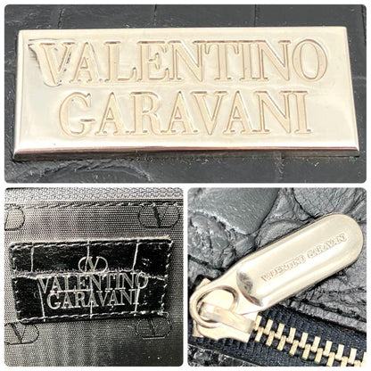 Valentino Garavani Hand Bag Tote Purse Leather Black Authentic