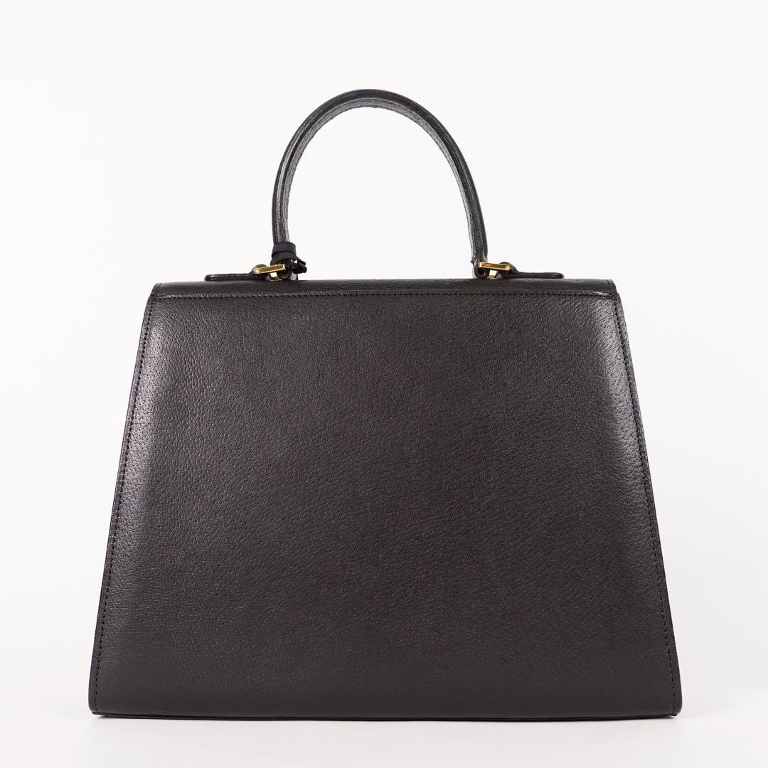Valentino Garavani Hand Bag Tote Purse Leather Black Authentic
