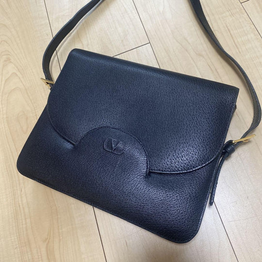 Valentino Garavani Shoulder Bag Purse Logo Black Authentic