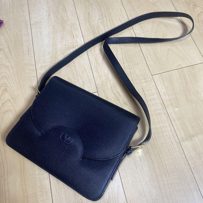 Valentino Garavani Shoulder Bag Purse Logo Black Authentic