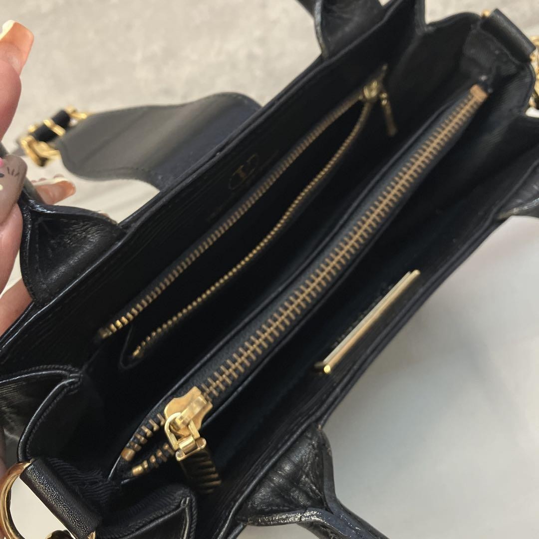 Valentino Garavani Hand Shoulder Bag Tote Purse 2way Leather Black Authentic