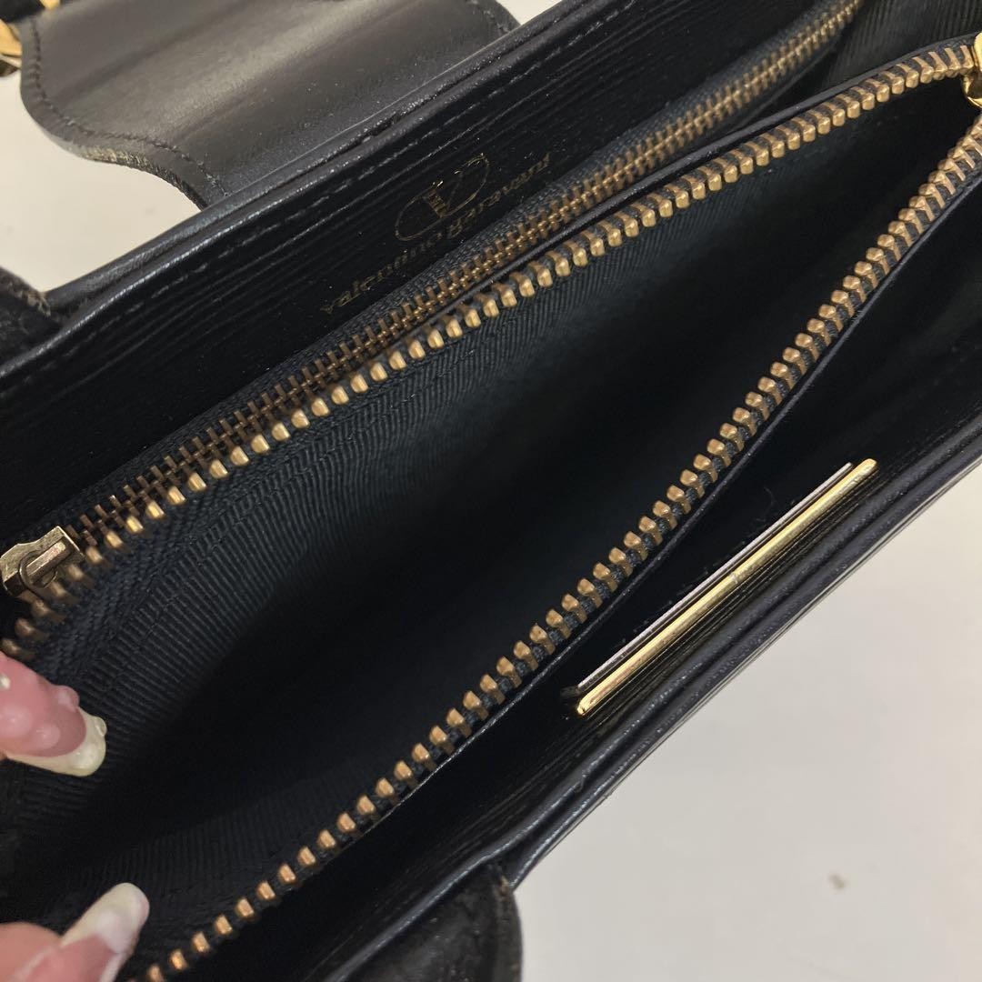 Valentino Garavani Hand Shoulder Bag Tote Purse 2way Leather Black Authentic