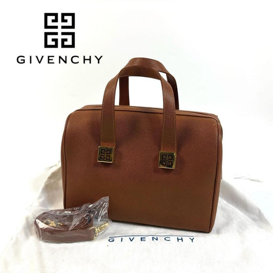 GIVENCHY Hand Bag Tote Purse 2way 4G Leather Brown Authentic