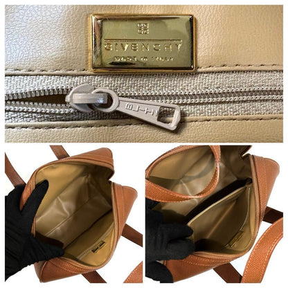 GIVENCHY Hand Bag Tote Purse 2way 4G Leather Brown Authentic