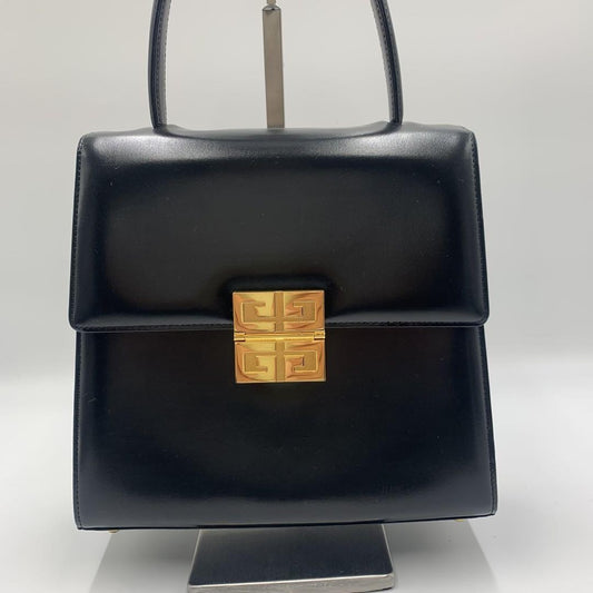 GIVENCHY Hand Bag Tote Purse 4G Leather Black Authentic