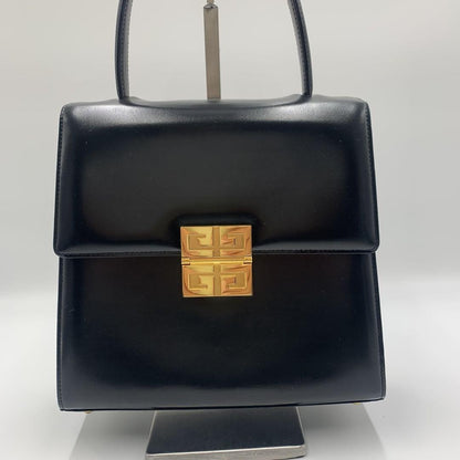 GIVENCHY Hand Bag Tote Purse 4G Leather Black Authentic