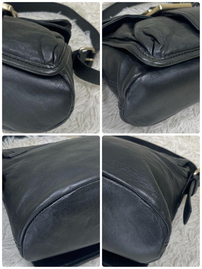 GIVENCHY Hand Bag Tote Purse Logo Leather Black Authentic