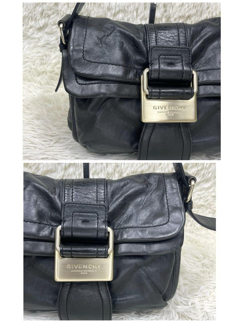 GIVENCHY Hand Bag Tote Purse Logo Leather Black Authentic