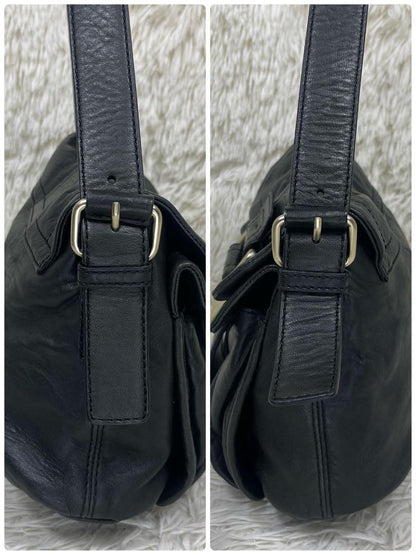 GIVENCHY Hand Bag Tote Purse Logo Leather Black Authentic