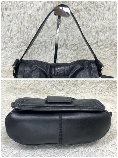 GIVENCHY Hand Bag Tote Purse Logo Leather Black Authentic