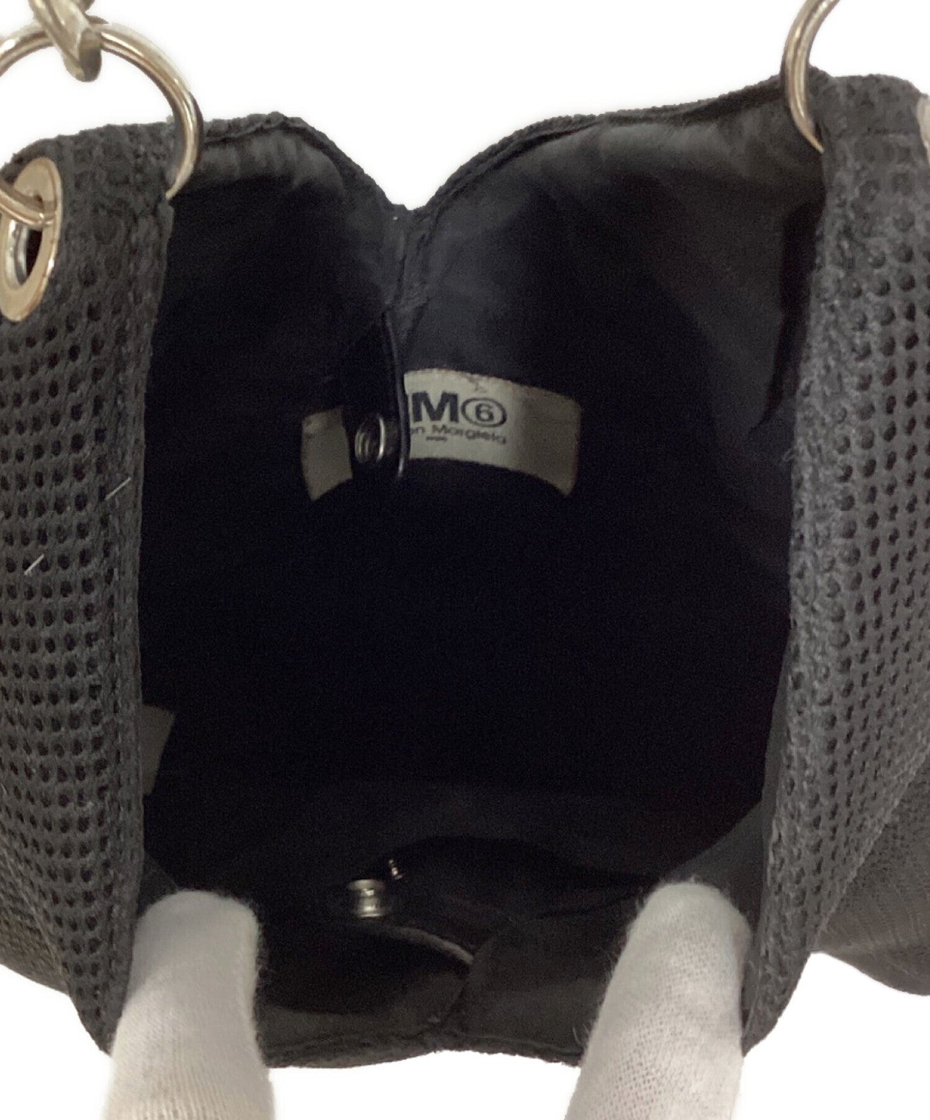 MM6 Maison Margiela Shoulder Bag Purse Chain Black Authentic