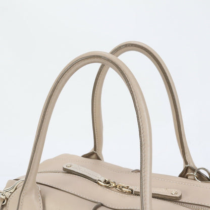 TOD'S Hand Shoulder Bag Tote Purse 2way D-Styling Leather Beige Authentic