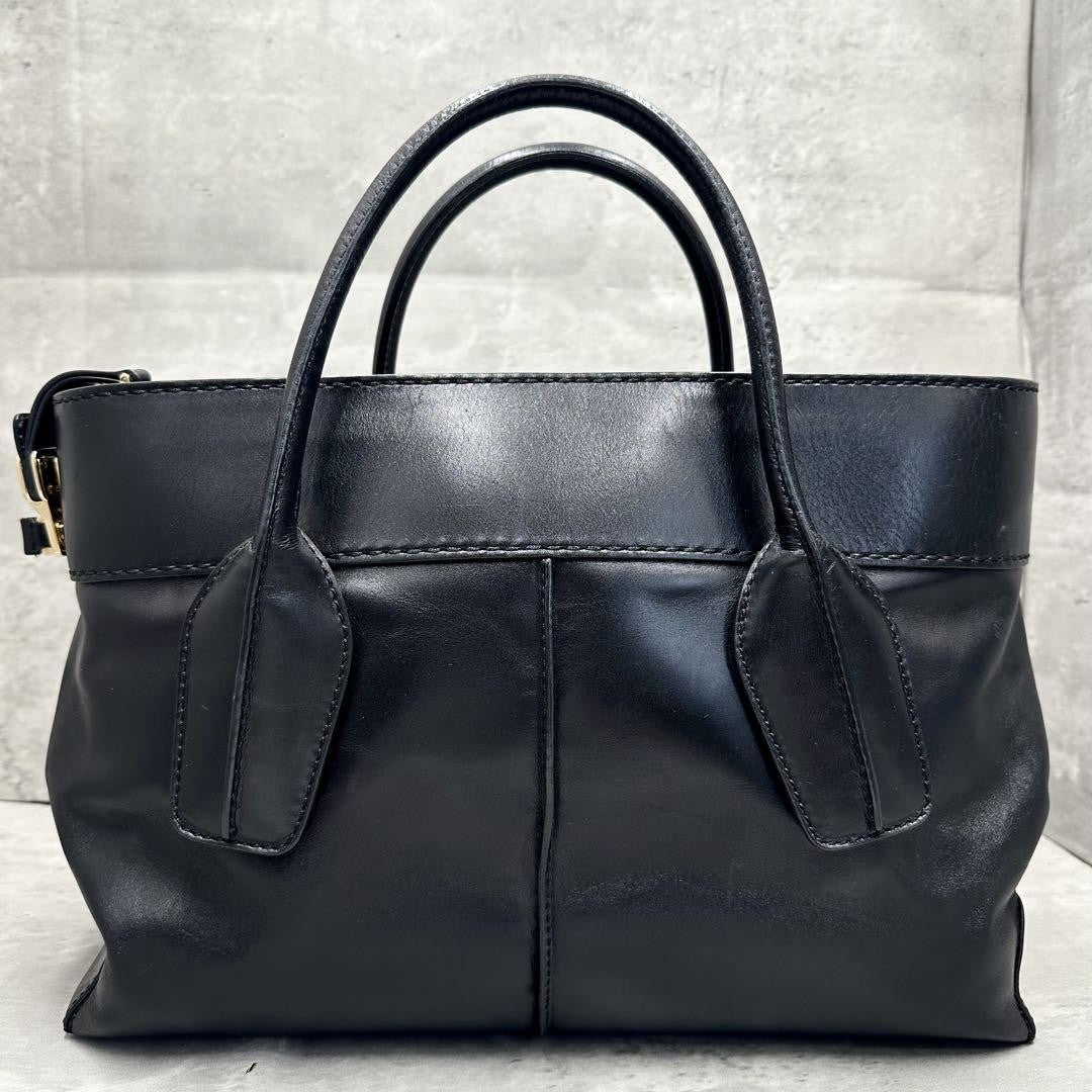 TOD'S Hand Shoulder Bag Tote Purse 2way D Bag Leather Black Authentic
