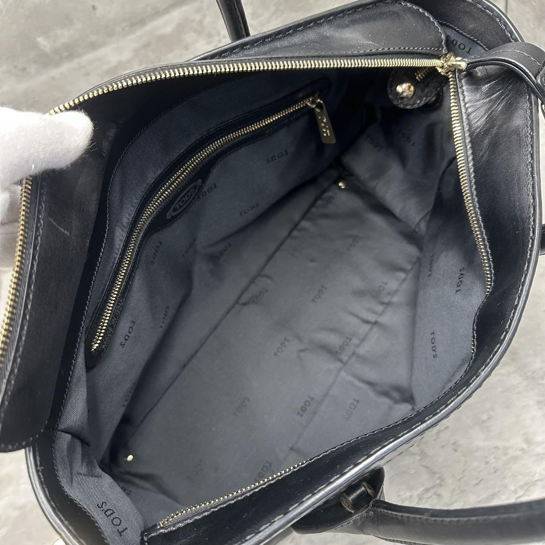 TOD'S Hand Shoulder Bag Tote Purse 2way D Bag Leather Black Authentic