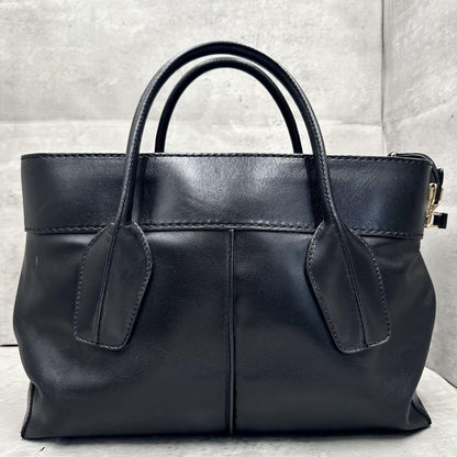TOD'S Hand Shoulder Bag Tote Purse 2way D Bag Leather Black Authentic