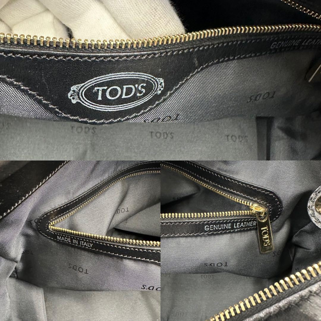 TOD'S Hand Shoulder Bag Tote Purse 2way D Bag Leather Black Authentic