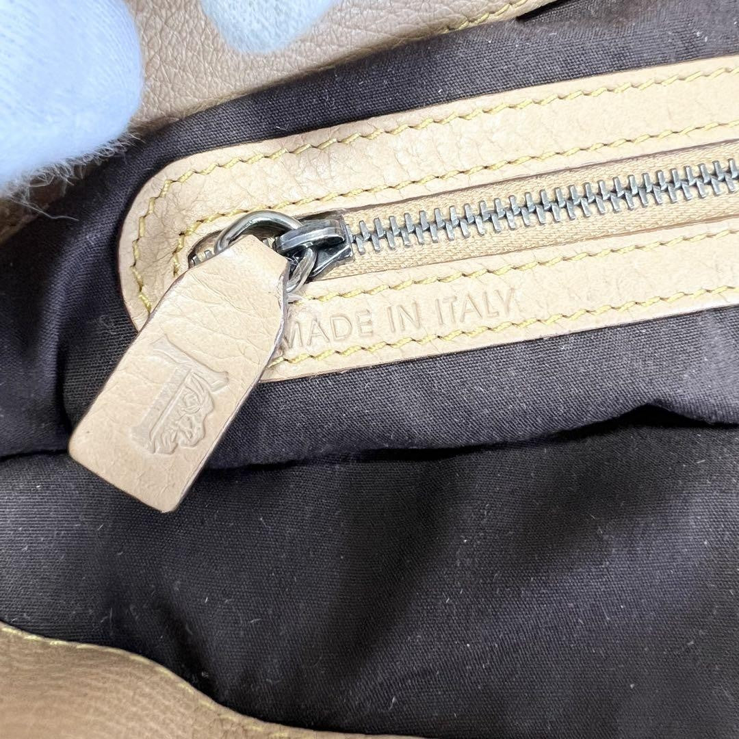 TOD'S Hand Bag Tote Purse Leather Beige Authentic