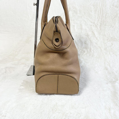TOD'S Hand Bag Tote Purse Leather Beige Authentic