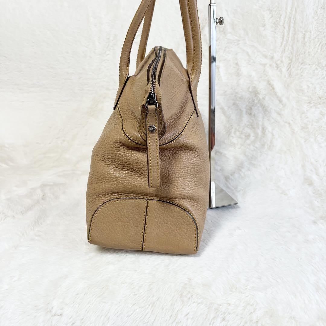 TOD'S Hand Bag Tote Purse Leather Beige Authentic