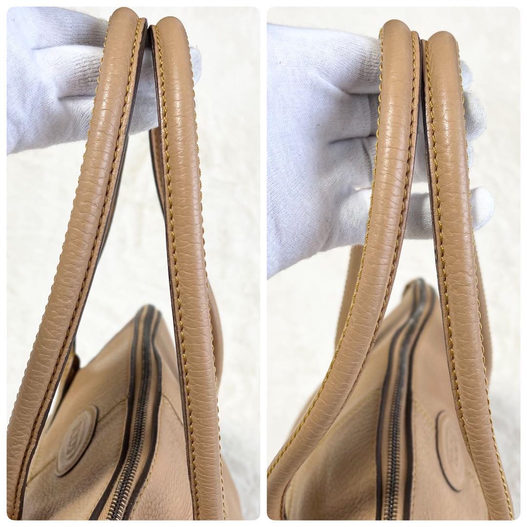 TOD'S Hand Bag Tote Purse Leather Beige Authentic