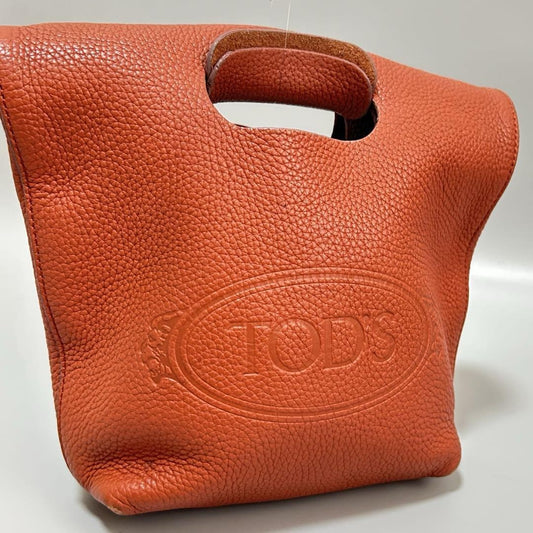 TOD'S Hand Bag Tote Purse Leather Brown Authentic