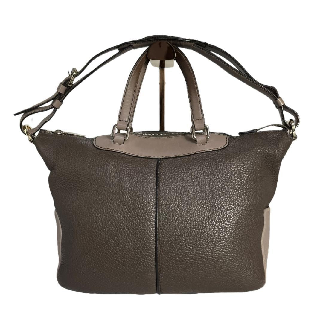 TOD'S Hand Shoulder Bag Tote Purse 2way Leather Authentic