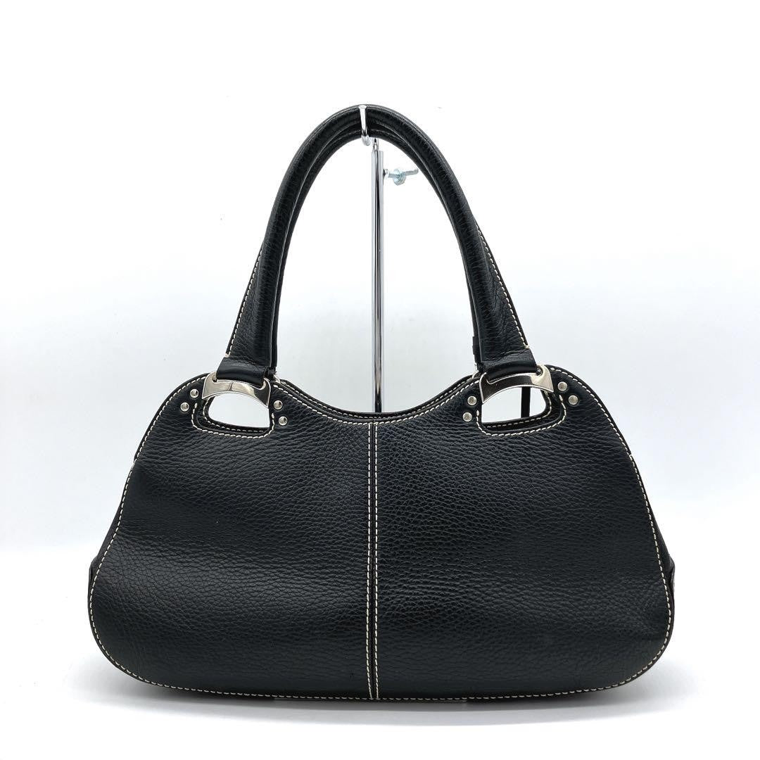 TOD'S Hand Bag Tote Purse Leather Black Authentic