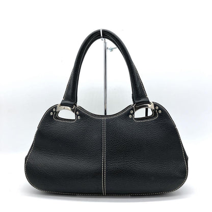 TOD'S Hand Bag Tote Purse Leather Black Authentic