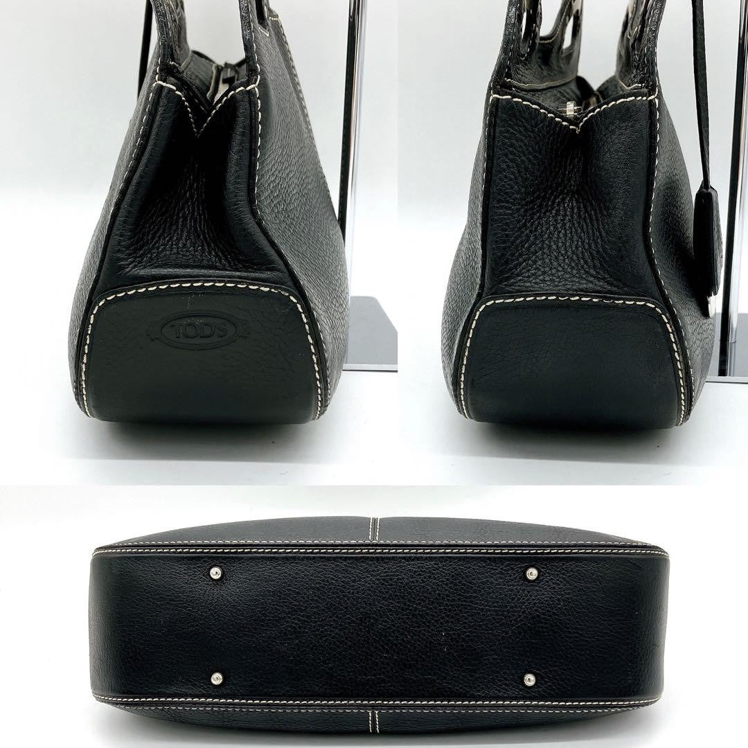 TOD'S Hand Bag Tote Purse Leather Black Authentic