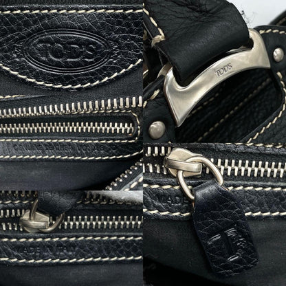 TOD'S Hand Bag Tote Purse Leather Black Authentic