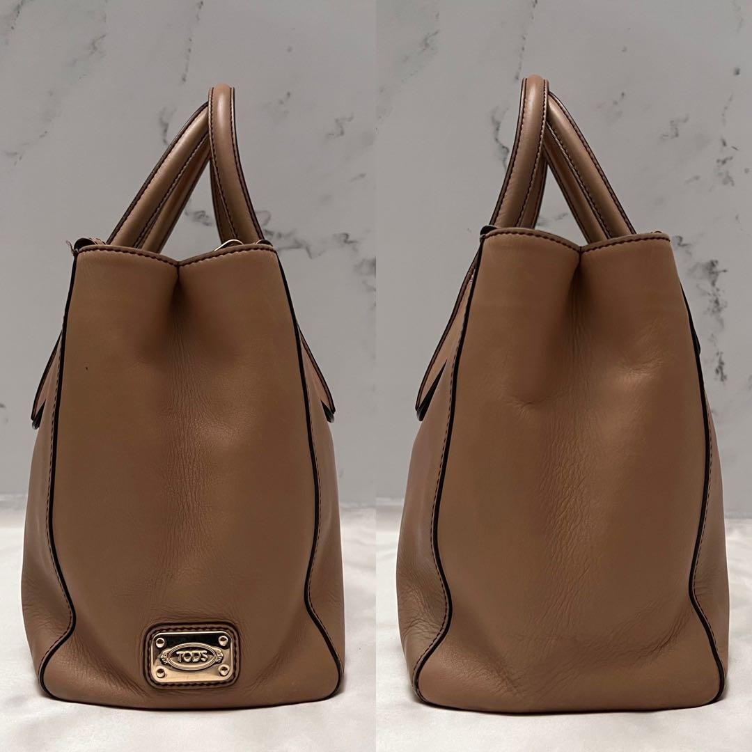 TOD'S Hand Shoulder Bag Tote Purse 2way D-Styling Leather Natural Brown Auth