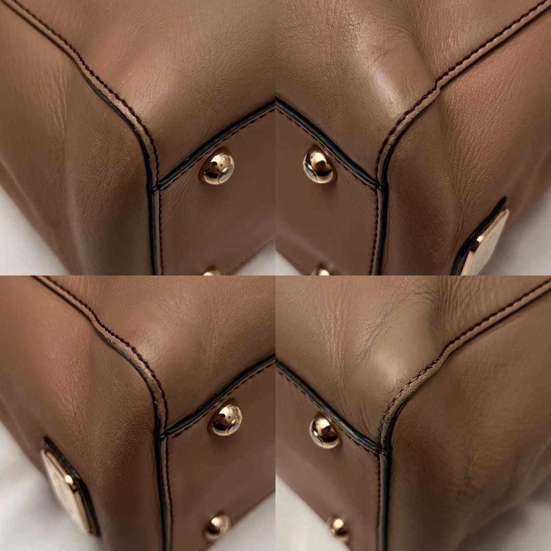 TOD'S Hand Shoulder Bag Tote Purse 2way D-Styling Leather Natural Brown Auth
