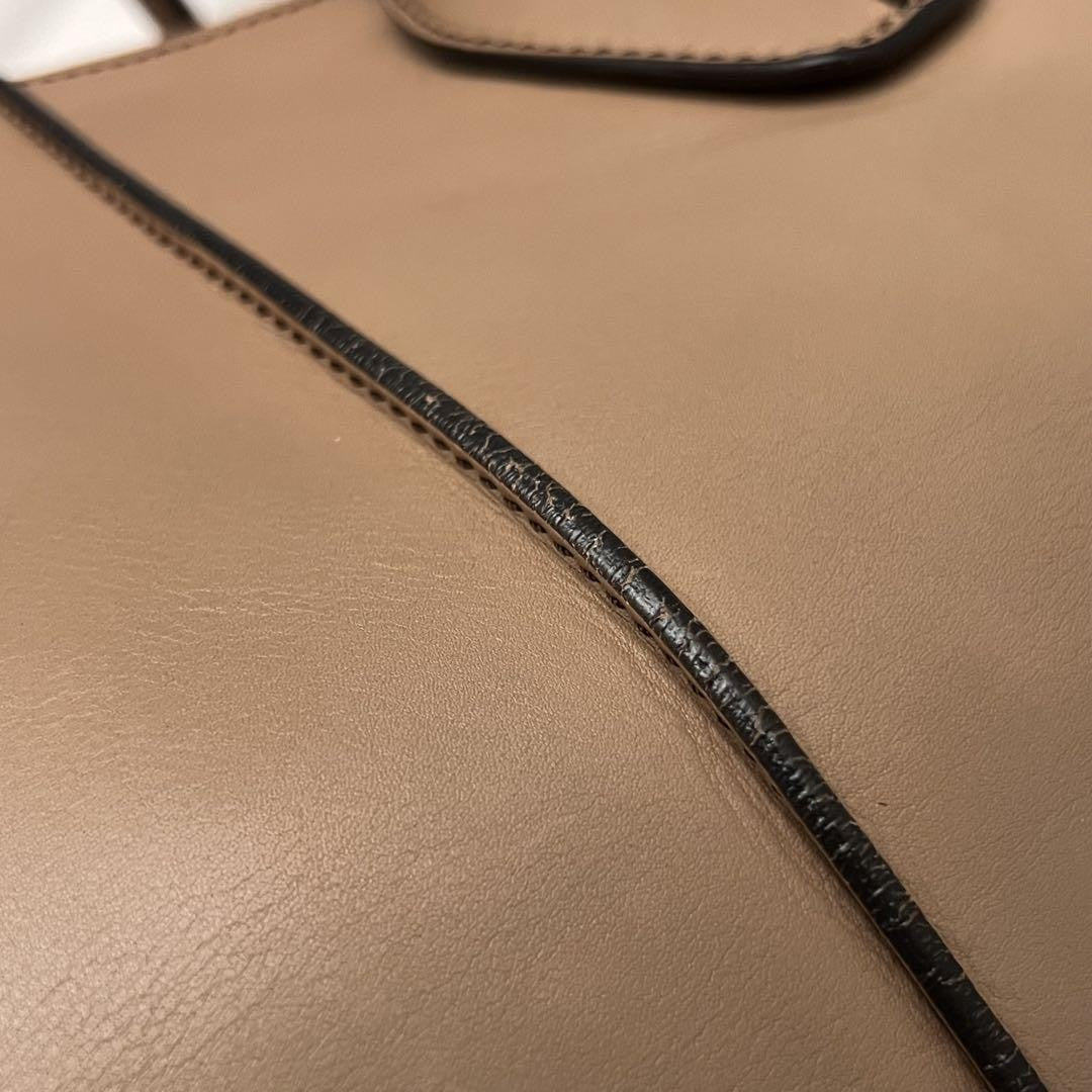 TOD'S Hand Shoulder Bag Tote Purse 2way D-Styling Leather Natural Brown Auth
