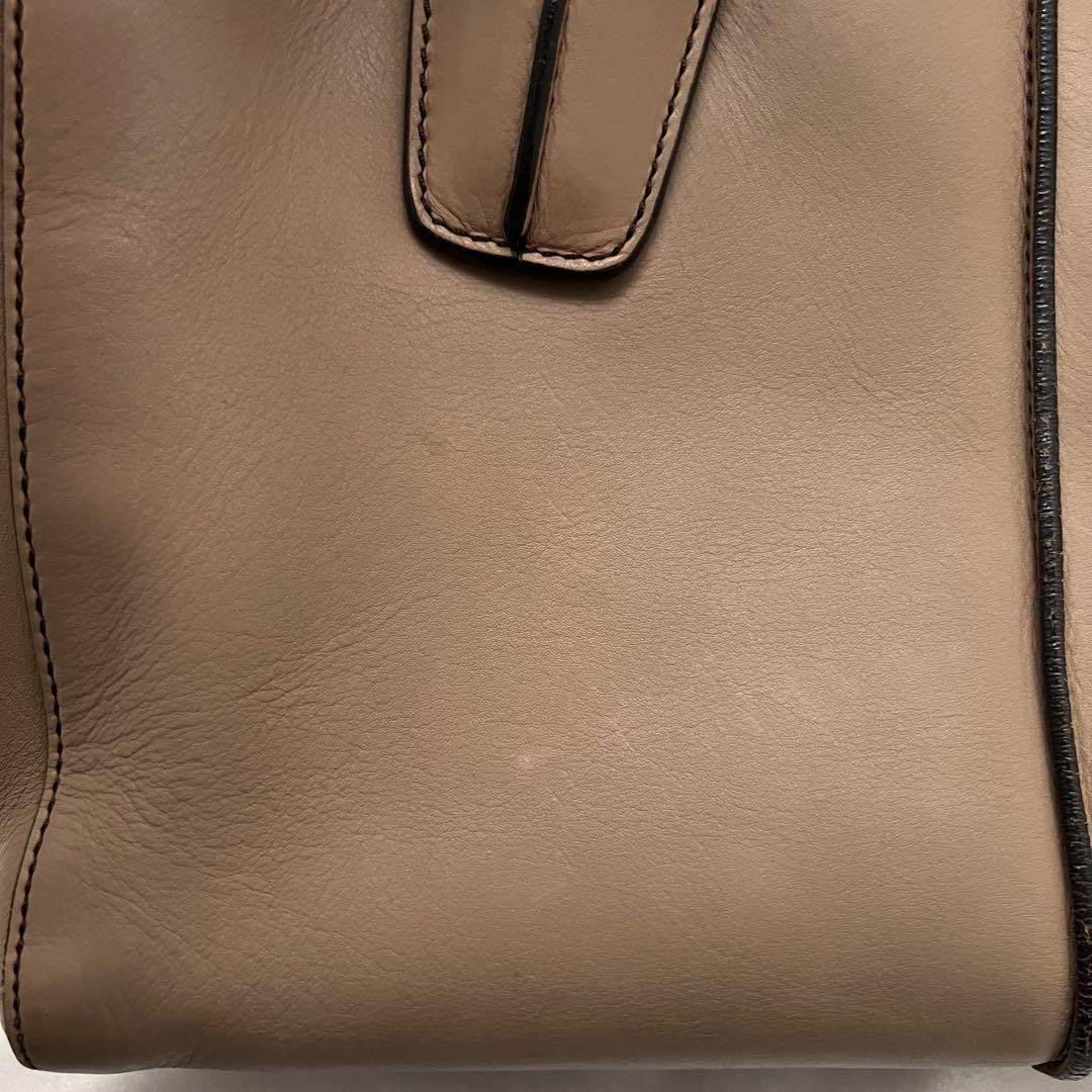 TOD'S Hand Shoulder Bag Tote Purse 2way D-Styling Leather Natural Brown Auth
