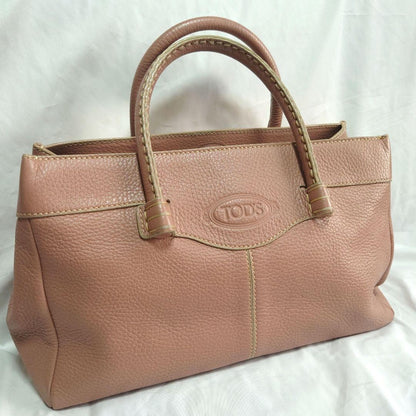 TOD'S Hand Bag Tote Purse Leather Pink Authentic