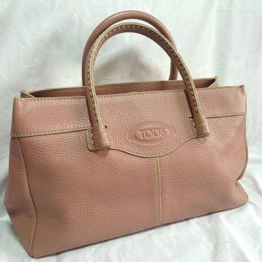 TOD'S Hand Bag Tote Purse Leather Pink Authentic