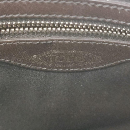 TOD'S Hand Bag Tote Purse Fur Leather Brown Authentic