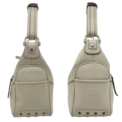 TOD'S Hand Shoulder Bag Tote Purse Leather Off White Authentic
