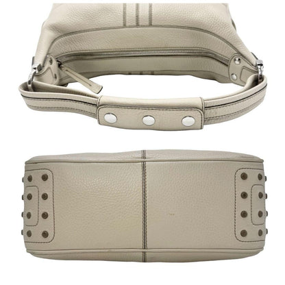 TOD'S Hand Shoulder Bag Tote Purse Leather Off White Authentic