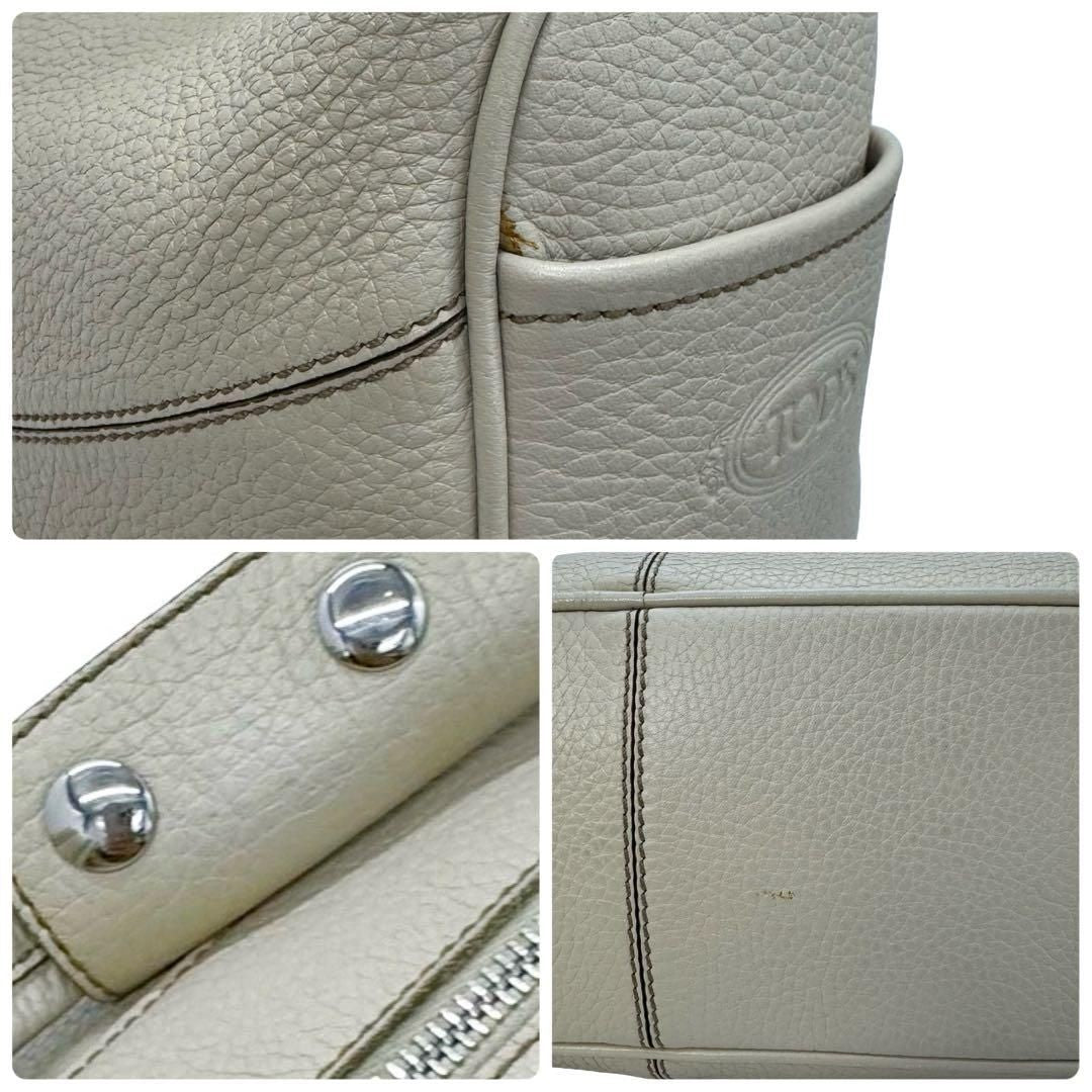 TOD'S Hand Shoulder Bag Tote Purse Leather Off White Authentic