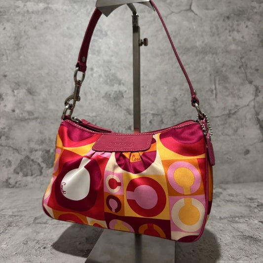COACH Shoulder Bag Purse Accessory Pouch Patent Leather Multicolor Authentic
