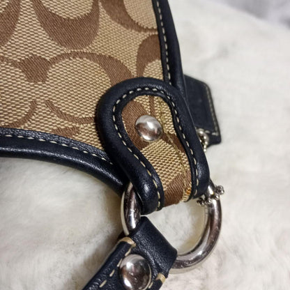 COACH Shoulder Bag Purse Signature Canvas Brown Black Authentic