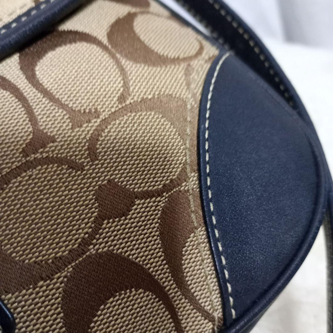 COACH Shoulder Bag Purse Signature Canvas Brown Black Authentic