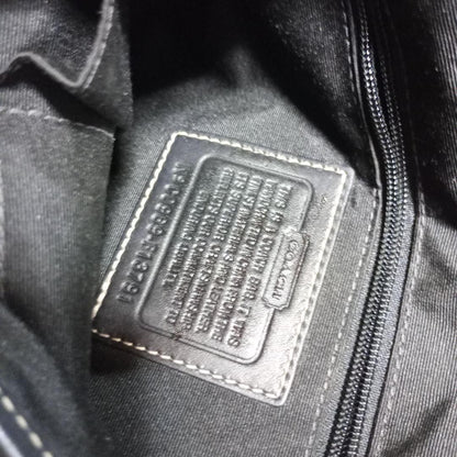 COACH Shoulder Bag Purse Signature Canvas Brown Black Authentic
