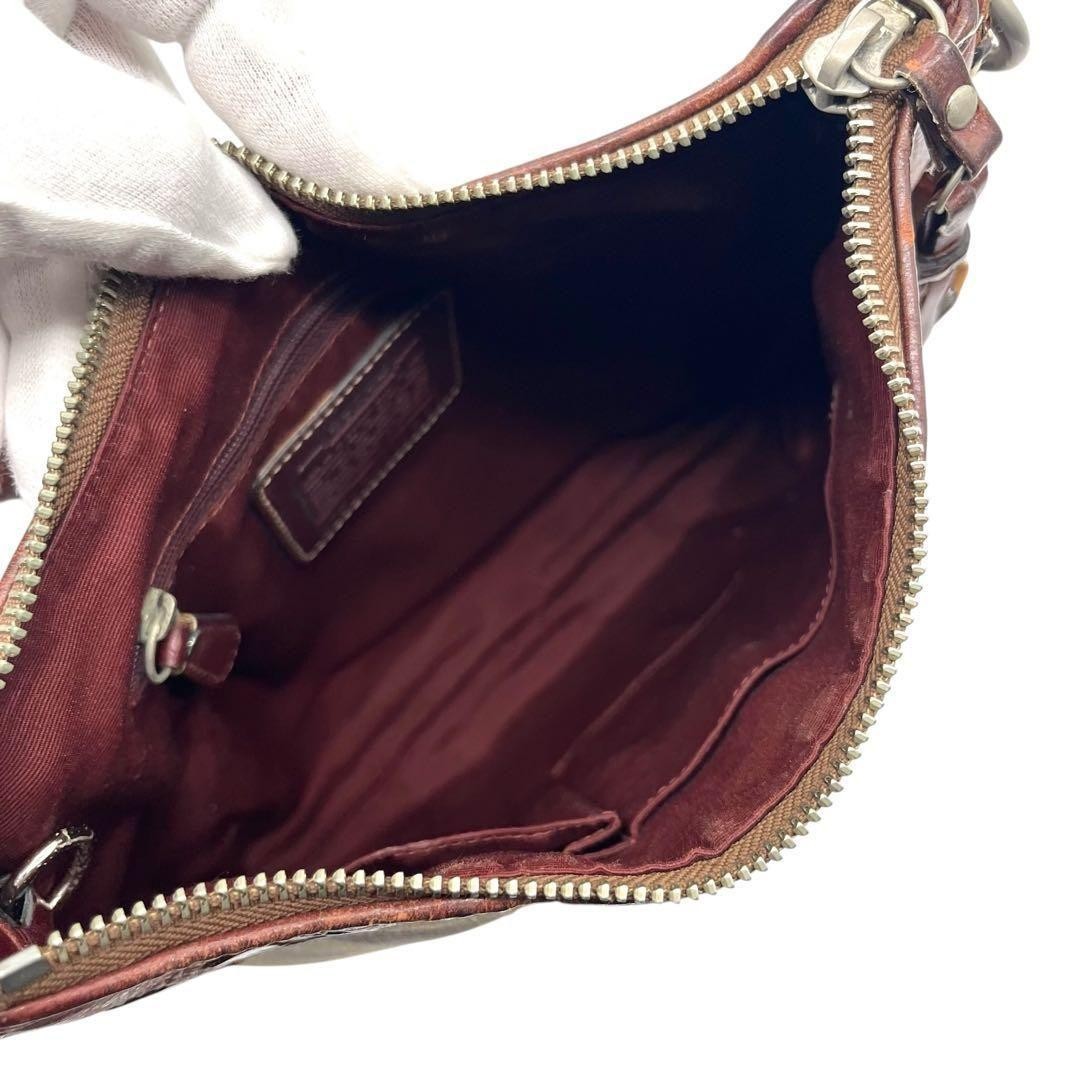COACH Shoulder Bag Purse 2way Signature Canvas Leather Suede Bordeaux Authentic
