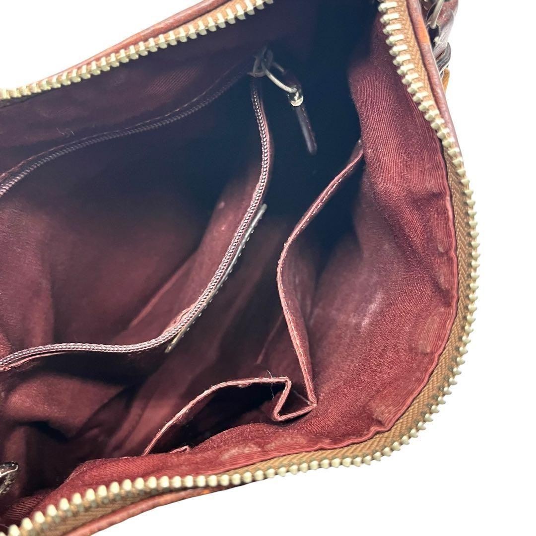 COACH Shoulder Bag Purse 2way Signature Canvas Leather Suede Bordeaux Authentic