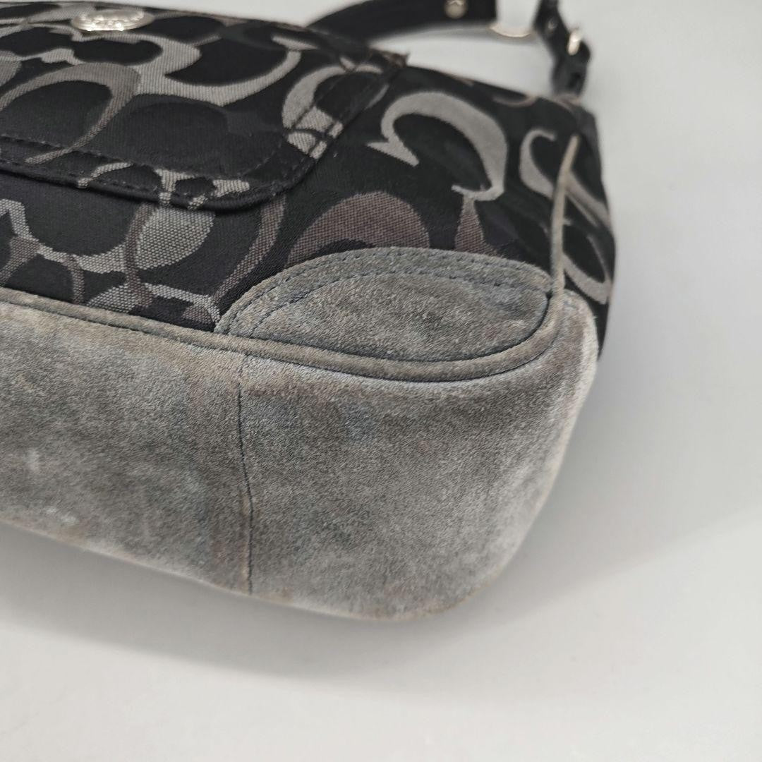 COACH Accessory Pouch Hand Bag Tote Purse Signature Black Authentic
